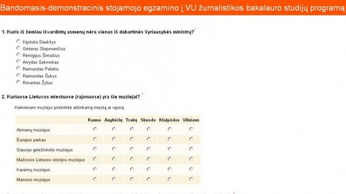 Bandomasis – demonstracinis stojamojo egzamino į žurnalistiką testas