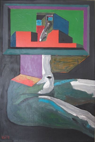 Vincas Kisarauskas. Ciklas “Figūros figūrose” VII, 1974 (kartonas, aliejus) (Nuotr. A. Mikuckytė)