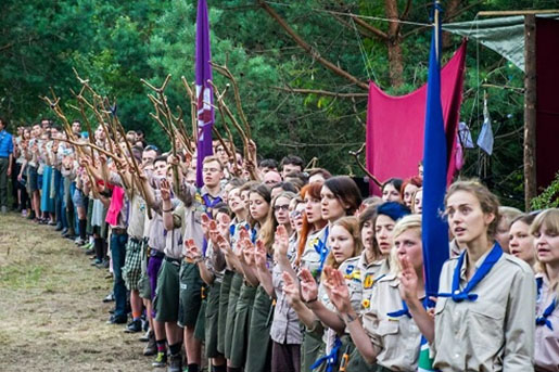 Vyresnieji skautai Vilniaus krašto stovykloje „Amžinoji sostinė“. Giedriaus Masalskio nuotr.