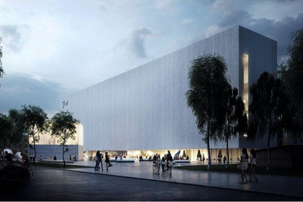 Stasio Eidrigevičiaus meno centras įsikurs kino centro „Garsas“ vietoje. Būsimojo projekto vaizdas iš šono. „Syrusas“ MB aka „Implmnt Architects“ nuotr.